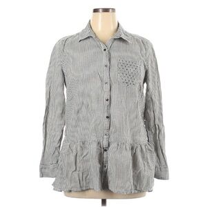 Route 66 striped button down peplum Blouse XL long sleeve women’s